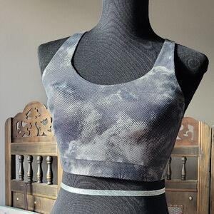 Athleta Black and Gray Patterned Bra